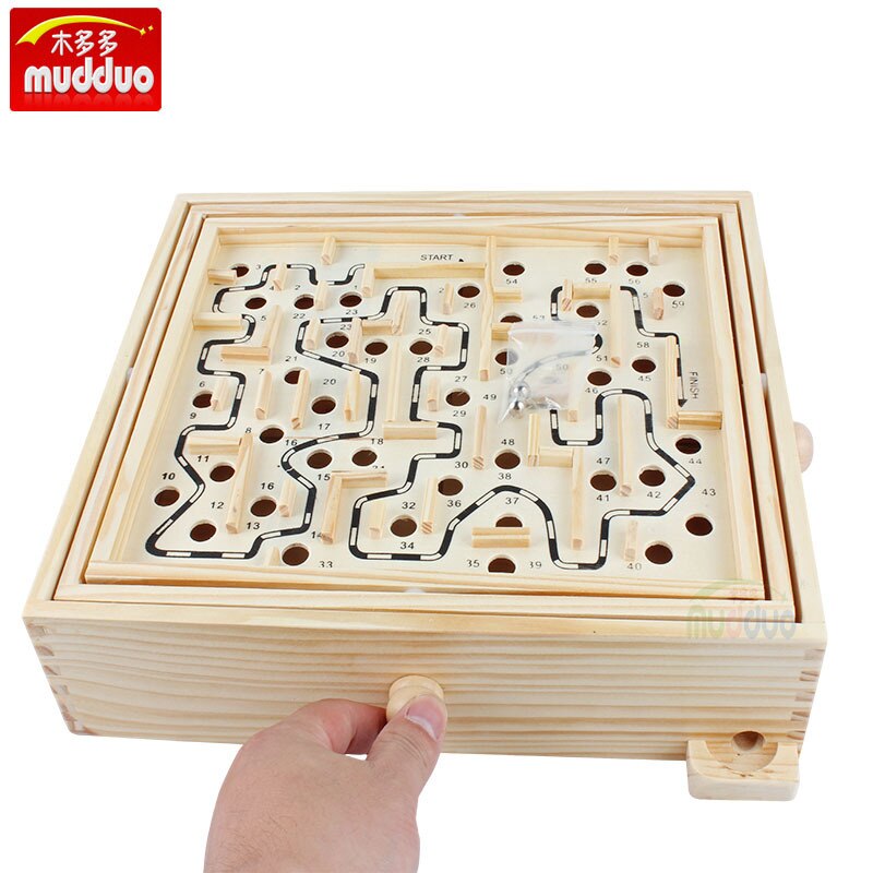 Wooden large 60 off wooden ball labyrinth children adult balance track game desktop intelligence breakthrough toys