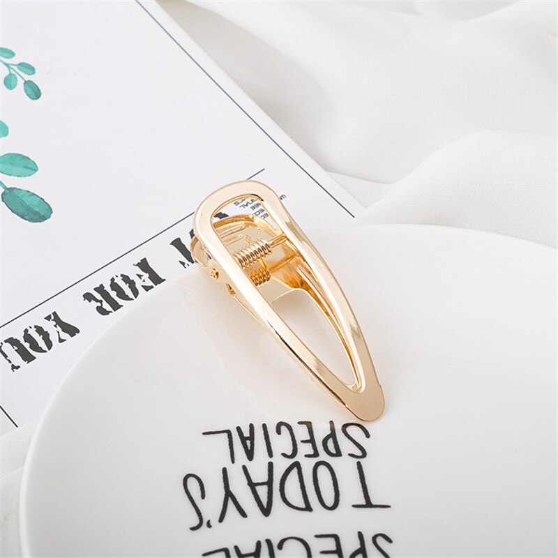 Frauen Gold Geometrische Kaninchen Krone bilden Haarspange Metall Hohl Haarnadeln Für Süße Mädchen Einfache Hairclip Haar Zubehör: 6cm Wasser Tröpfchen