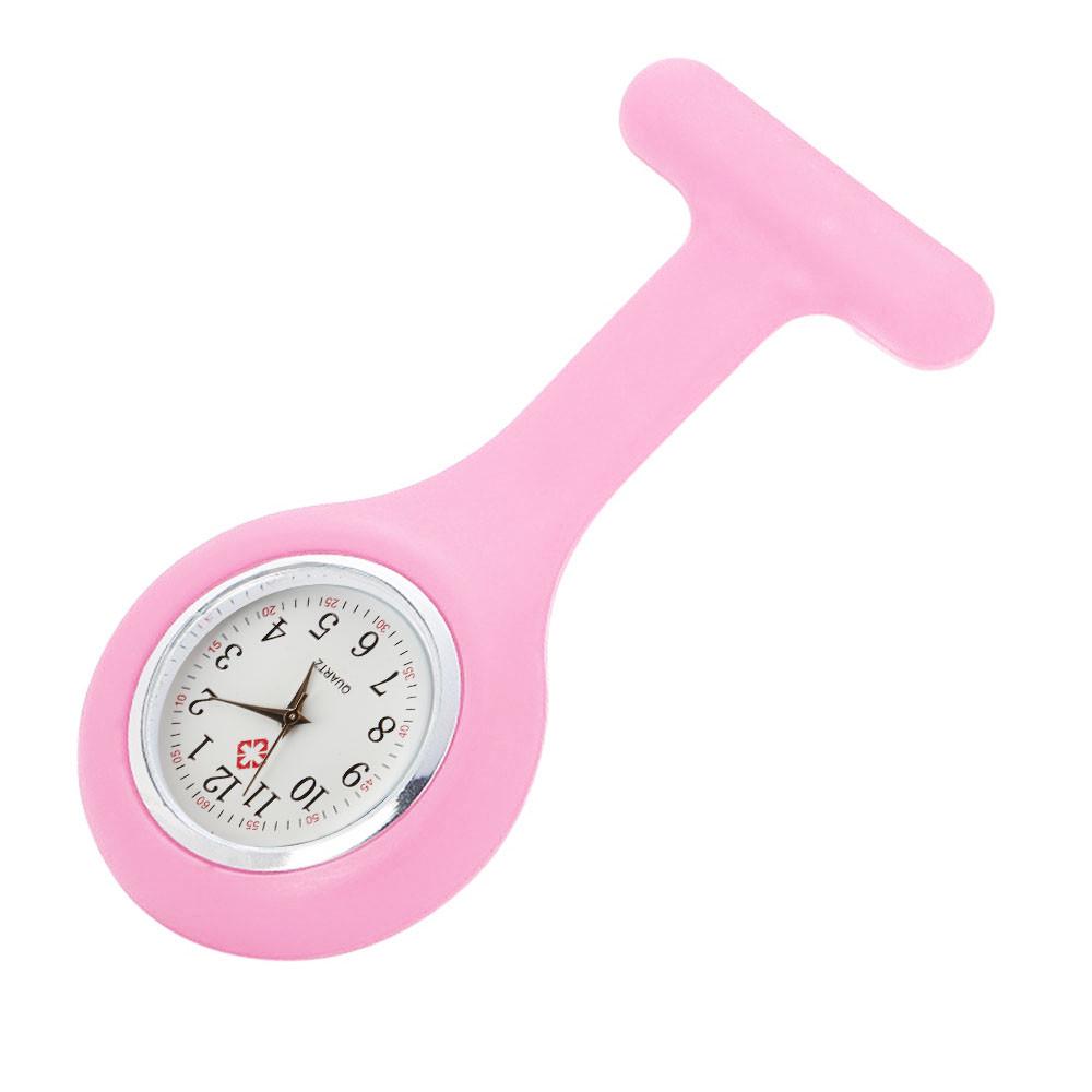 Nurse Watch Pocket Horloges Voor Meisjes Siliconen Verpleegster Horloge Broche Tuniek Eenvoudige En Stijlvolle Horloge Reloj De Regalo: Pink