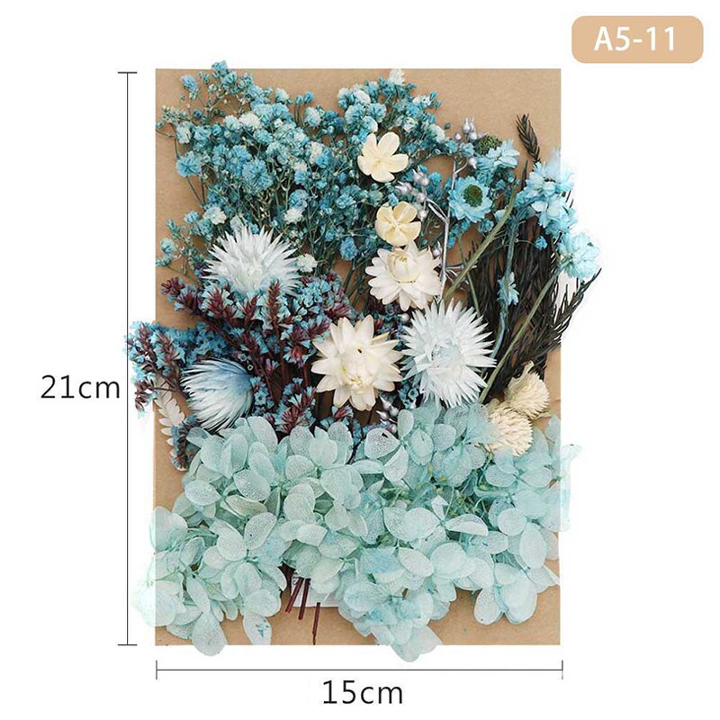 Fleur pressée mélangé fleurs séchées matériel pour bricolage aromathérapie bougies carte de voeux époxy artisanat boucles d'oreilles FAS6: NAVY