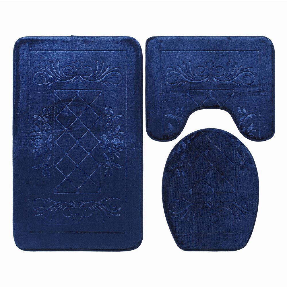 1 set bath mat bathroom set bathroom carpet bathroom rug set Toilet carpet three piece set Anti skid foot pad at cylinder edge: O