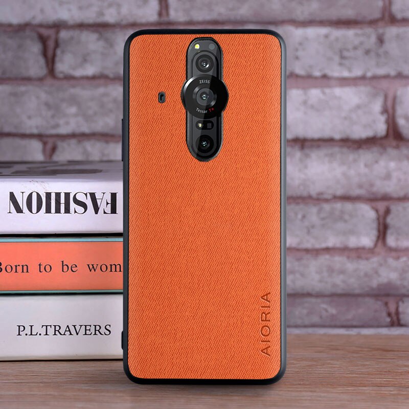 fallen für Sony Xperia Profi ICH Profi-ICH 1 coque Luxus textil Leder haut weichen telefon abdeckung für sony xperia Profi ich fallen funda capa: Orange