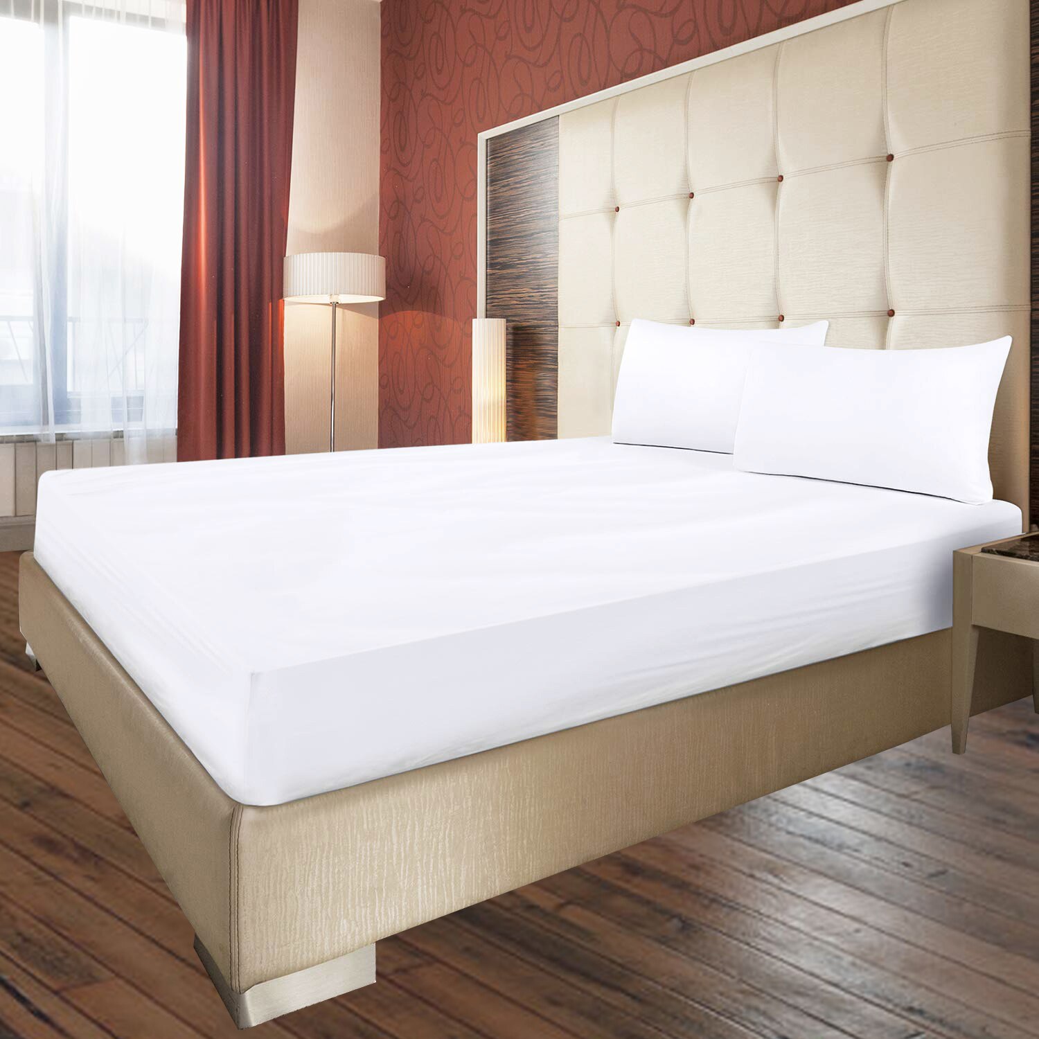 Glad Waterdichte Matras Protector Cover Voor Bed Solid Ademende Wasbare Bescherming Pad Cover Zachte Badstof Handdoek Antislip: WHITE / 150x200