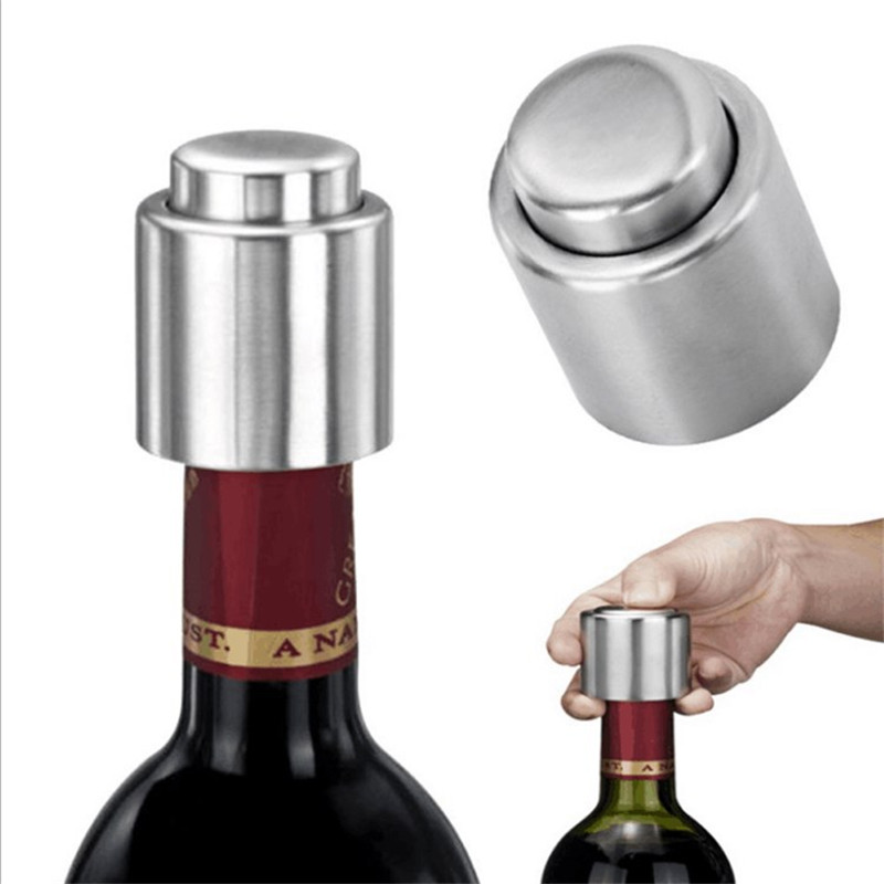 1 Pc Stainless Steel Vacuum Wine Bottle Stopper Sealed Storage Plug Liquor Flow Stopper Pour Cap