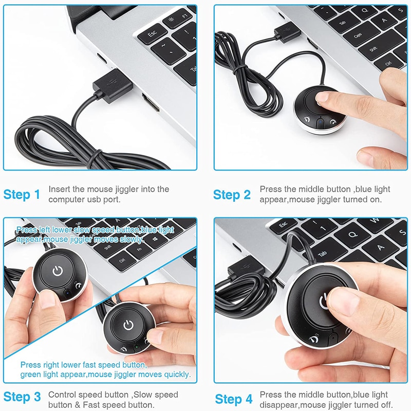 Rii RT909 Mouse Jiggler USB,Undetectable Mouse Mover with Random movement, On/Off Switch Keeps Computer Awake,Driver-Free