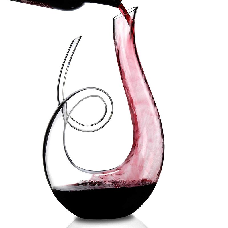 1000/1200ml Wine Decanter Spiral 6-shaped Swan Shaped Wine Carafe Clear Hand Blown Leadfree Crystal Wine Separator