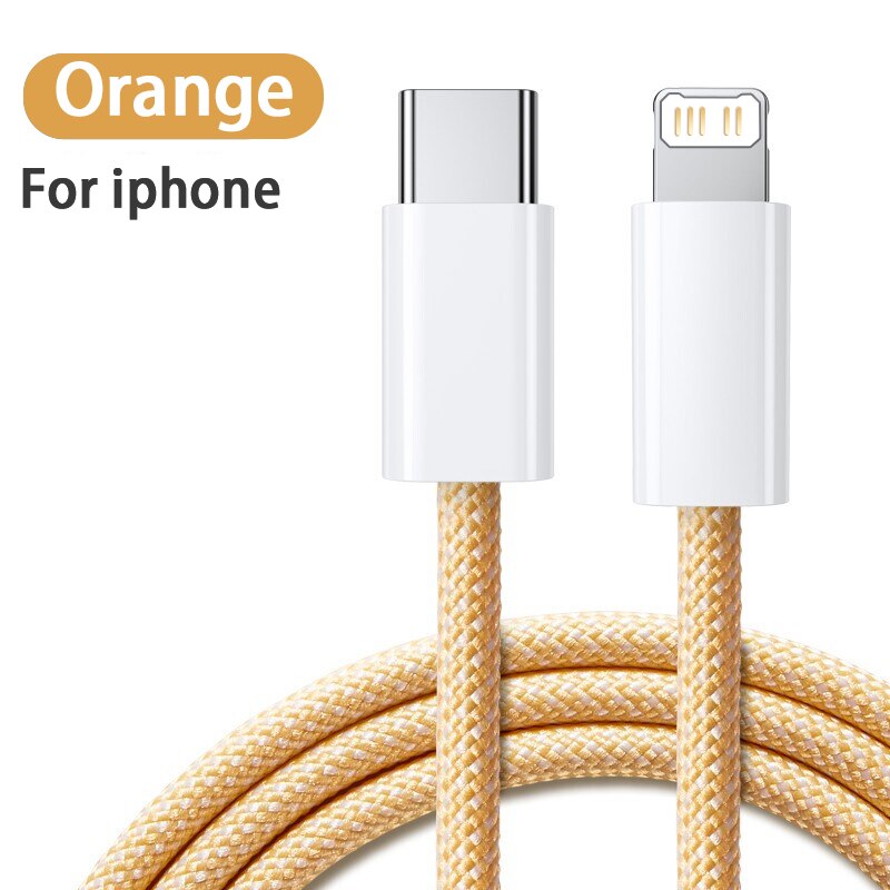 20W Pd Usb C Kabel Voor Iphone 13 Pro Max Snel Opladen Usb C Kabel Voor Iphone 12 11 mini Pro Max Data Usb C Kabel: orange / 0.25m