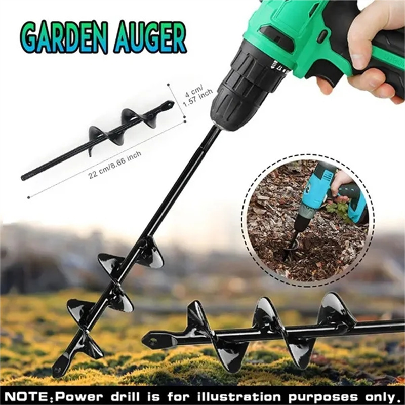 Foret en spirale pour tarière de jardin, jardinière de fleurs de jardinage, perceuse de terre, outil de creusement de trous de plantation, accessoires de foret pour sol en vrac