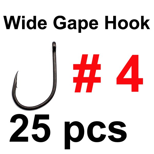 25 Stuks Karper Haken Wide Gape Prikkeldraad Haak Voor Karper Vissen Naald Scherpe Curve Karpervissen Haken Mat Zwart Pop up Boilies Europa: 25PCS Size 4