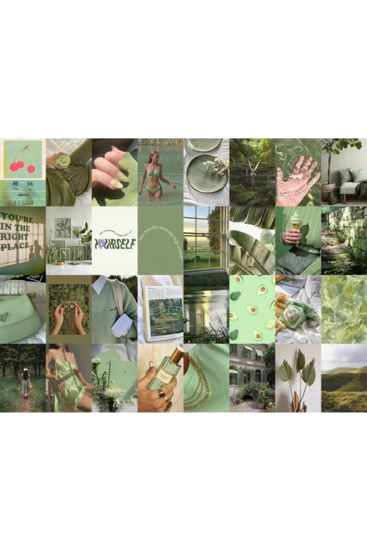 Soft Green Poster Set-Collage Set-130 Pcs-Vintage Poster Set-10cm * 14cm-Boxed Set