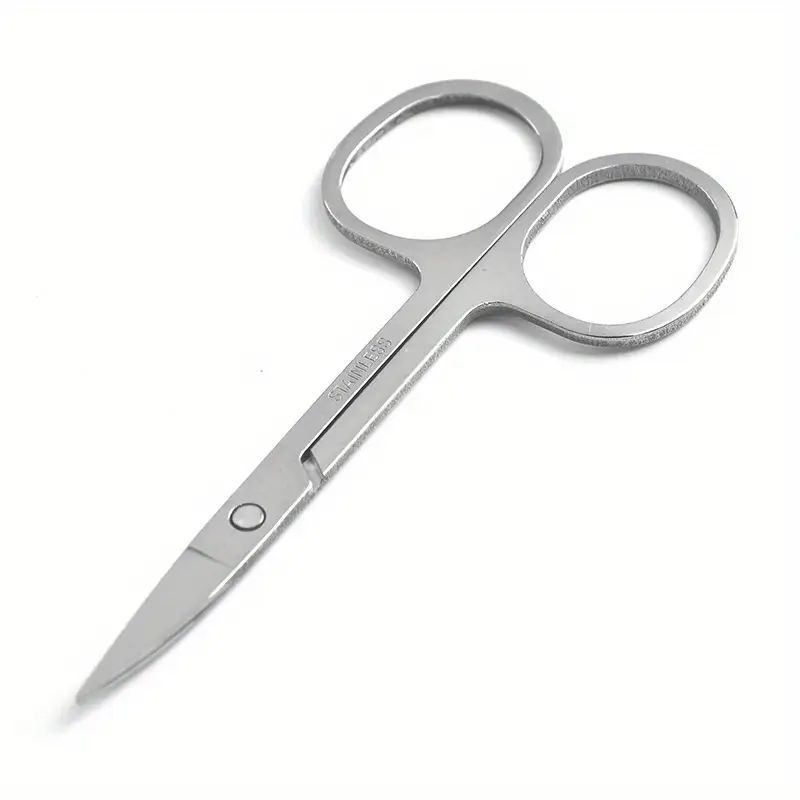 Tijeras para recortar cejas, nariz, pelo y barba de acero inoxidable, tijeras para recortar para hombres y mujeres, simple y práctico: Blanco