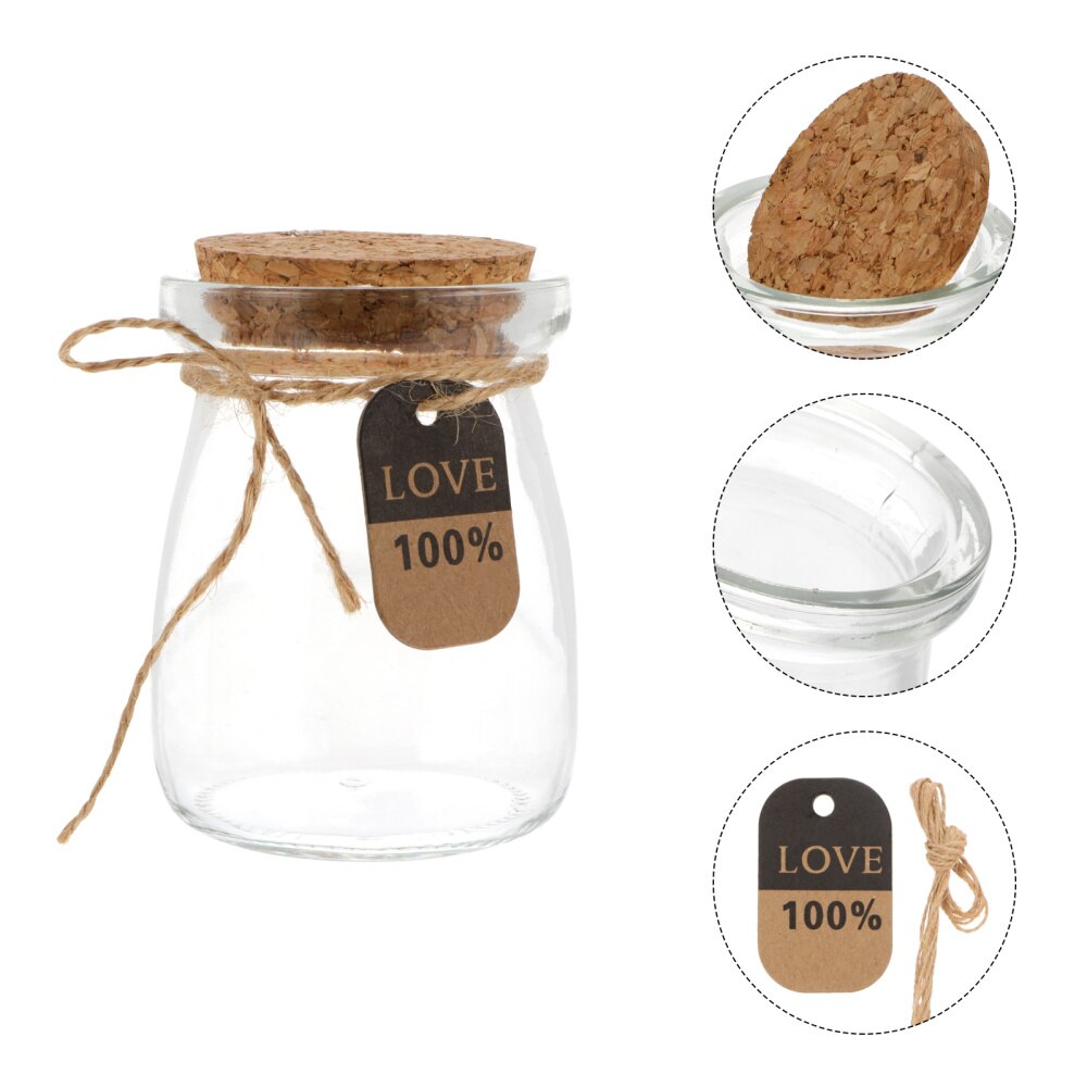 10Pcs 100Ml Glas Yoghurt Fles Melk Pudding Cup Transparant Hittebestendig Verse Glazen Fles Met Houten Deksel