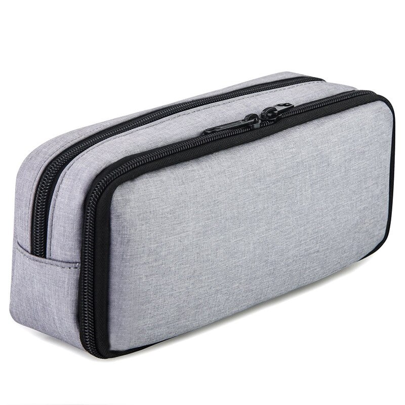 Japanse Koreaanse Briefpapier Effen Kleur Creatieve Eenvoudige Persoonlijkheid Dubbele Rits Student Grote Capaciteit Briefpapier Tas: Gray