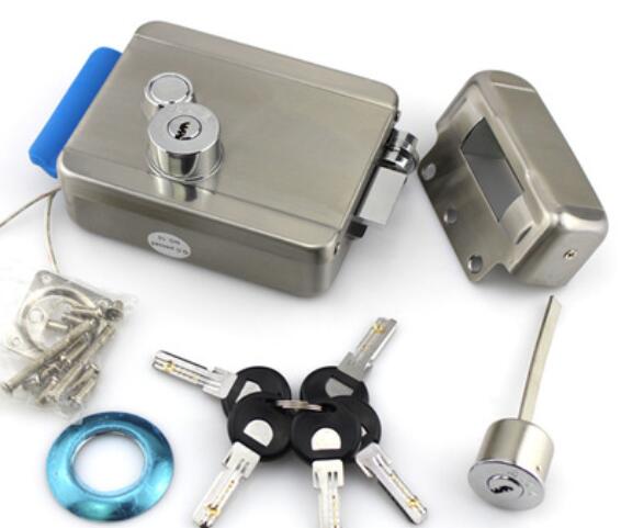 Stainless steel outdoor Electric Gate Door Lock Secure Electric metallic Lock Electronic Door Lock for intercom gate door: 5 keys model