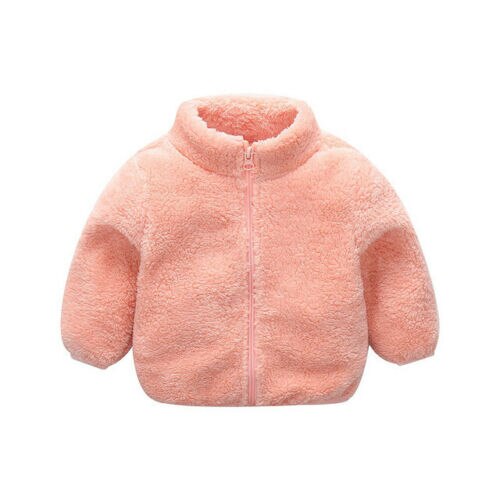 1pc Peuter Kids baby jongens meisjes fleece jacket winter warme jas: Roze / 4T