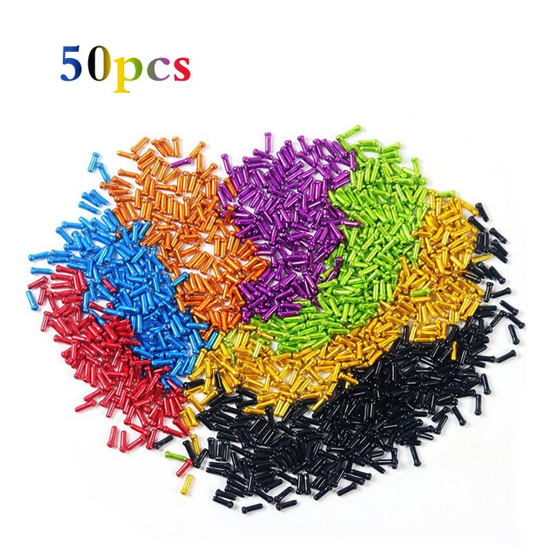 Puntas de Cable interno para palanca de cambios de bicicleta, accesorios de aluminio para bici de montaña, 50 piezas: mix color  50pcs
