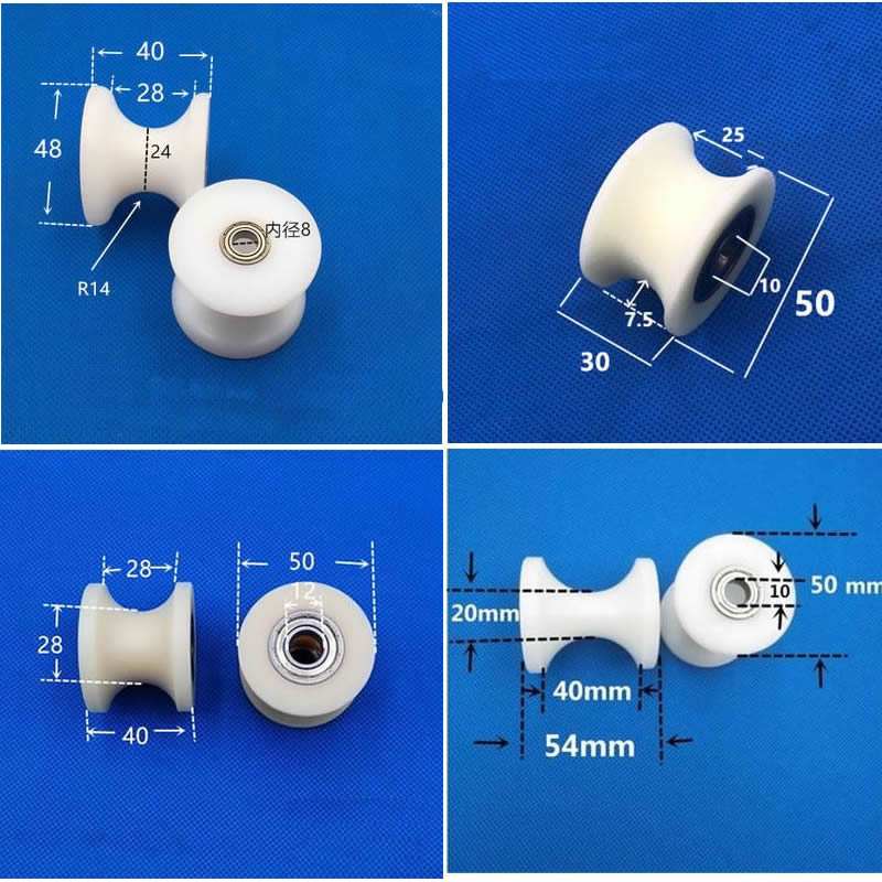 U-groef nylon katrol U-vormig Spoorwiel diameter 40 mm 50 mm 60 mm 70 mm 80 mm 120 mm Verschillende maten Geleidingsrol steunrol