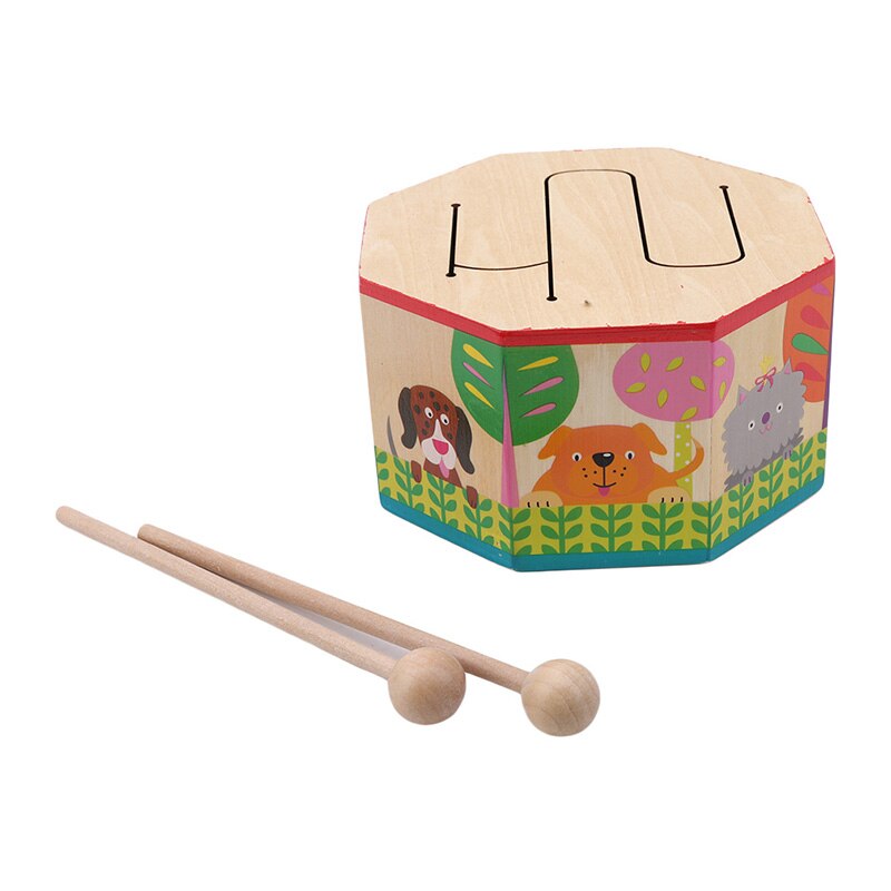 Schlagzeug Instrument Pädagogisches Spielzeug Holz Lehre Instrument Trommel FrüHenne Bildung Spielzeug Achteckige Musik Trommeln Für freundlicher