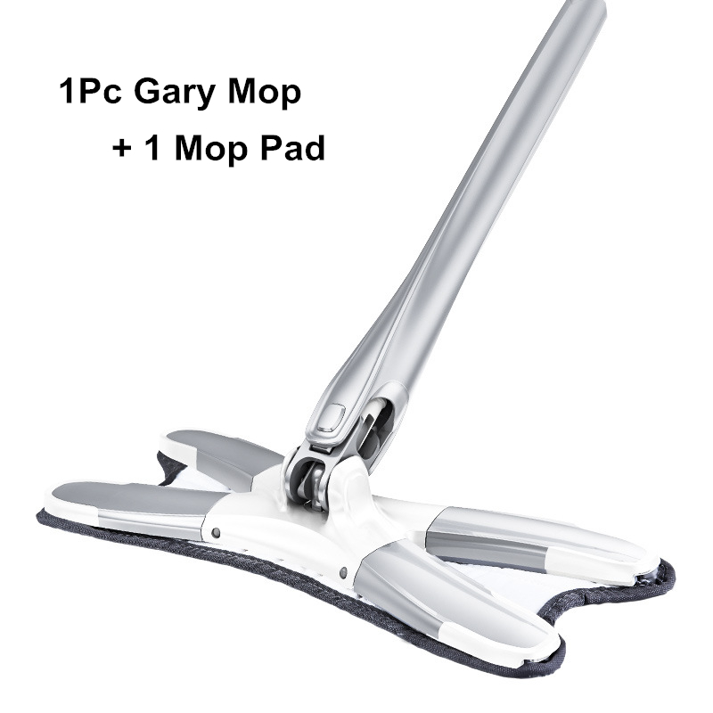 Fregonas para suelo tipo X, fregonas planas de 360 grados para azulejos de cerámica de madera, herramienta de limpieza para el hogar con almohadillas de microfibra reutilizables, mopa perezosa: 1Gray Mop 1Mop Pad