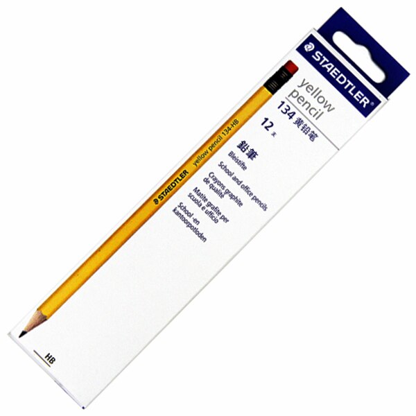 12Pcs Staedtler yellow pencil 134 wooden pencil HB 2B With rubber head Office and School Supplies