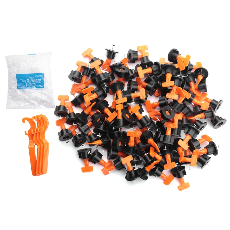 500PcsTile Leveling Clips Tile Leveling System Kit ,100Pcs Tile Leveler Spacers, Wrenches ,Tile Installation Tool Kit: Default Title