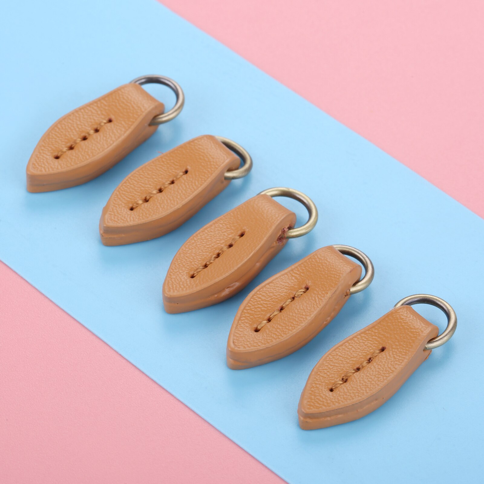 5Pcs 33*11mm Zipper Pullers Tree Leaf Shape Leather Zipper Pull Zipper Puller Replacement for Sewing Crafts Fasteners 11Color: Brown
