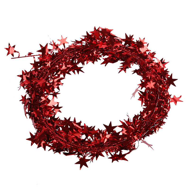 ! 23 Voeten Glinsterende Rode-Ster Vormige Klatergoud Draad Guirlande Kerst Decoratie