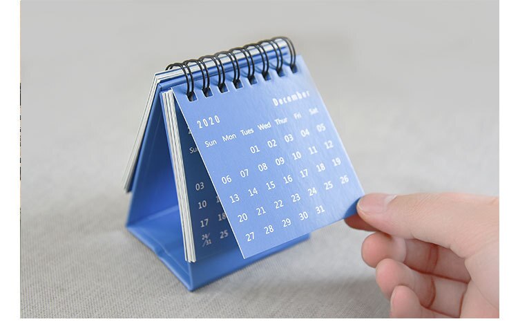 Skrivebordskalender dagbog novedade planlægger bordplade bord tidsplan notesbog mini bærbar kalender skole kontorartikler: Himmelblå