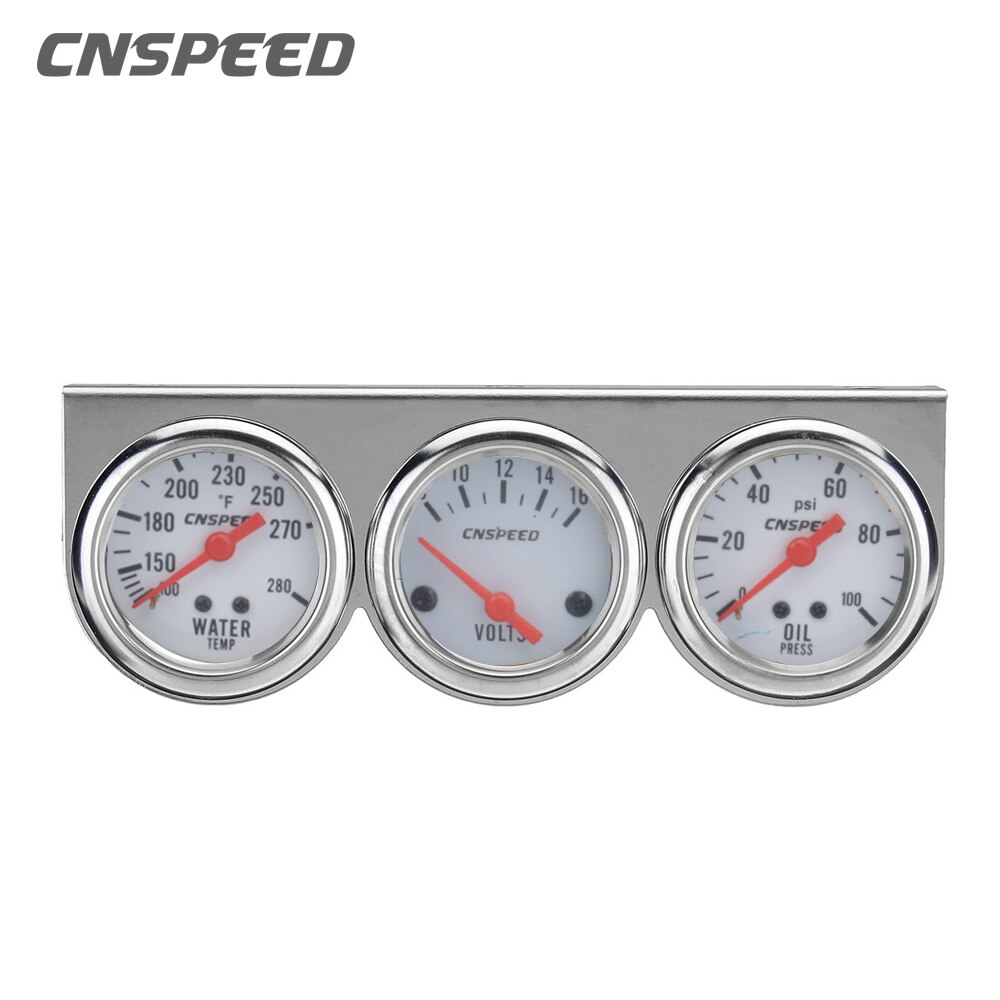 CNSPEED 2 "52mm 12V verdreifachen Messgerät Öl Manometer Volt Meter wasser temp Mechanische 3in1 Chrom Tafel verdreifachen tisch YC101373