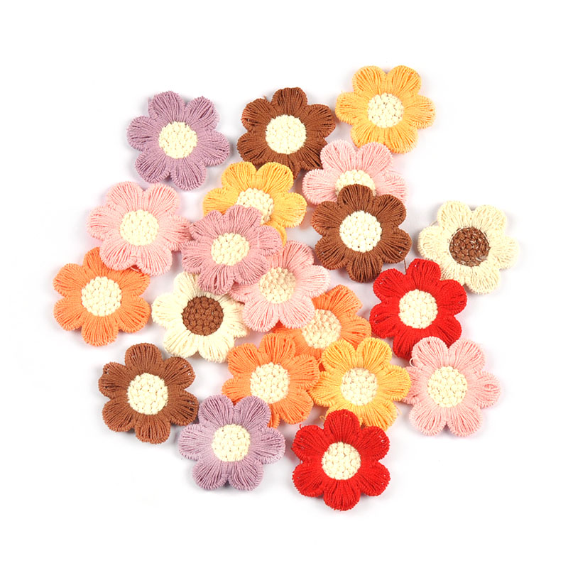20 piezas 31mm clásico colorido bordado flor parches ropa horquilla apliques accesorios de costura DIY artesanías de álbum de recortes