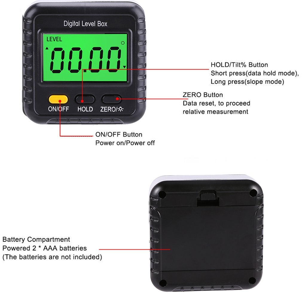 360 Degree Multifunctional Digital Protractor Inclinometer Level Meter Level Ruler Angle Ruler Angle Gauge Inclination Box