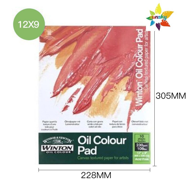 Winsor &amp; Newton Olie Kleur Pad, A3/A4,230gsm, Uitstekende Canvas Textuur, ideaal Voor Olieverf En Acryl Toepassingen: 12X9