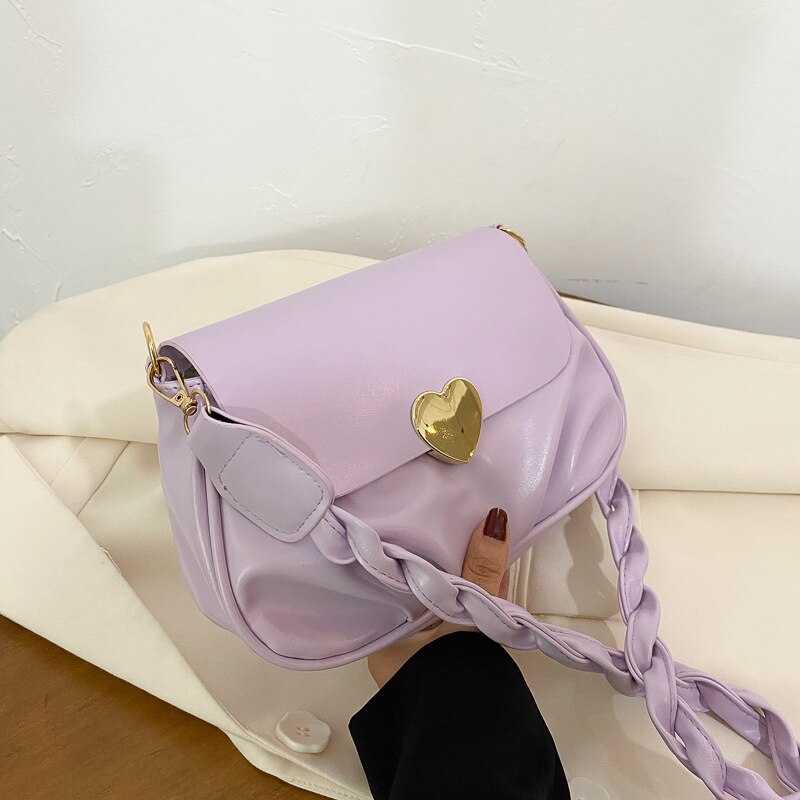 Small bag texture messenger bag trendy net red woven fold underarm bag female shoulder bag: purple