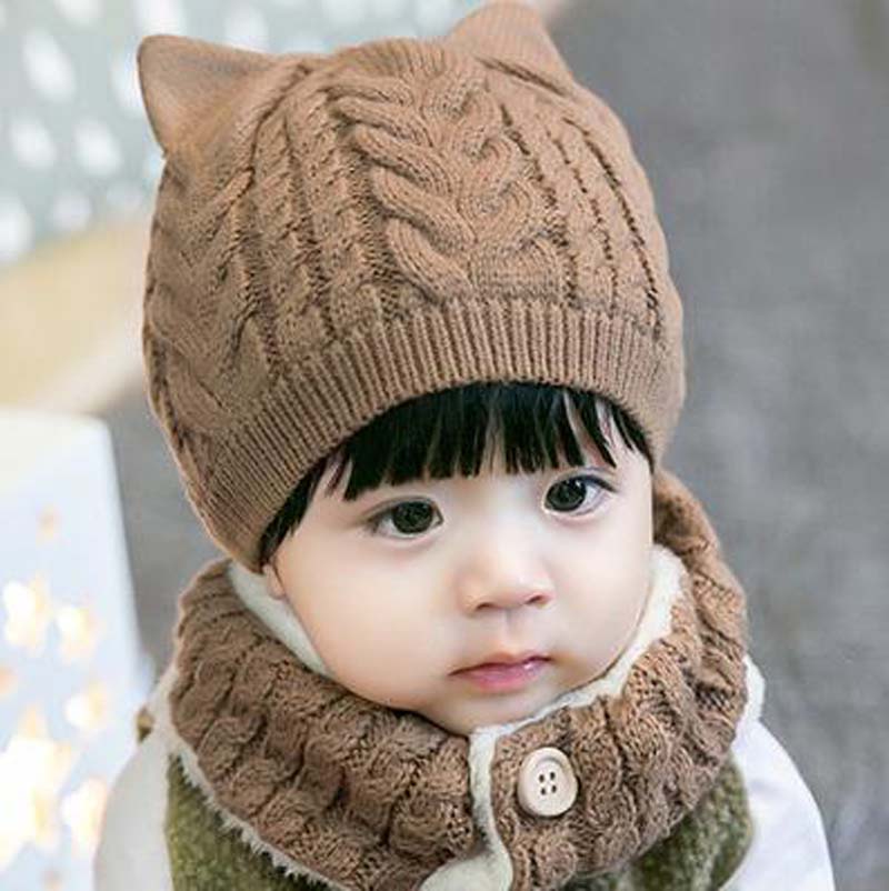 Conjunto de 2 unidades de gorro y bufanda para bebé, tejido grueso y cálido, gorros infantiles, gorros de chicos chicas, gorro de ganchillo, calentador de cabeza, de Navidad