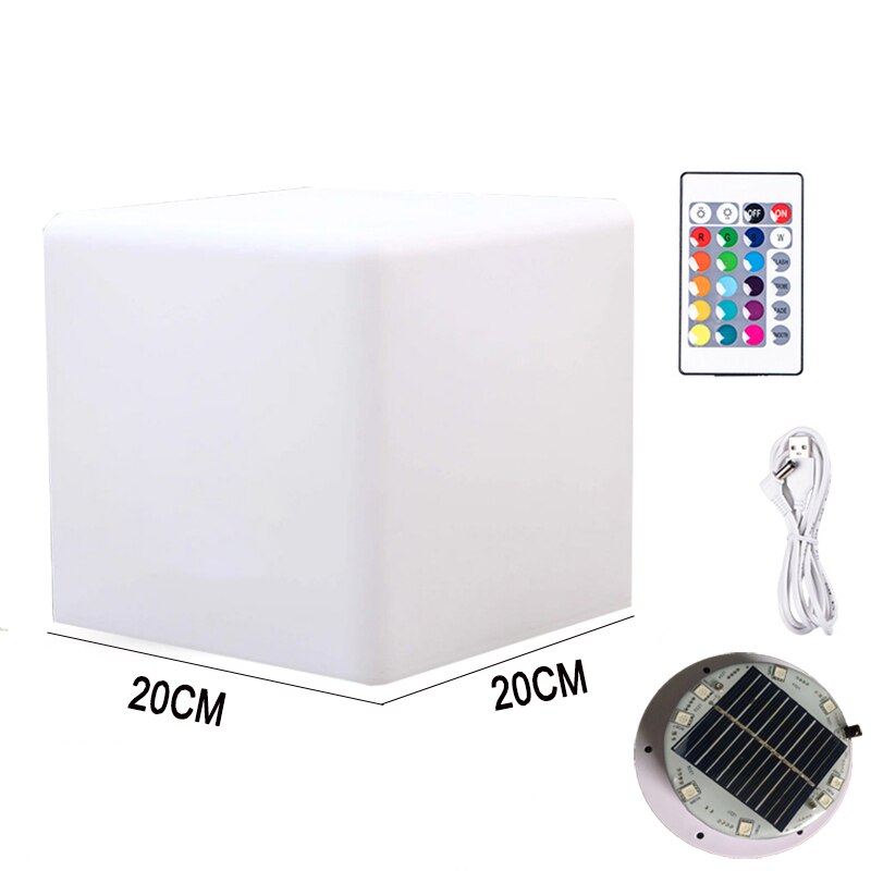 Cubo de luz LED Solar para exteriores, luz impermeable para jardín, terraza, , muebles luminosos de Color, paisaje de playa, 20cm: 20cm IP54