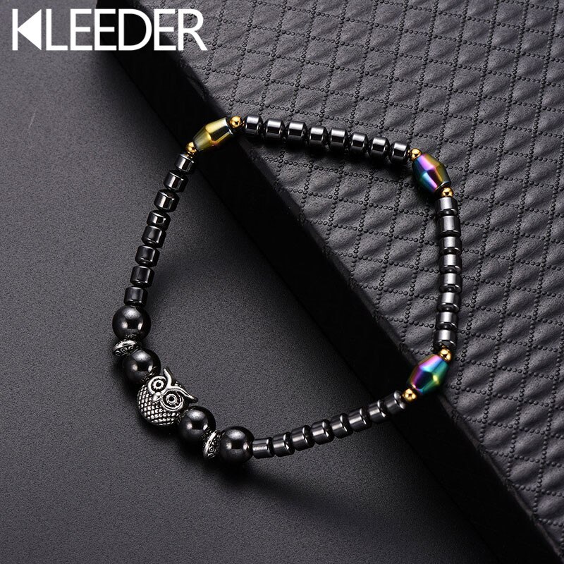 KLEEDER Magnetische Zwarte Steen Enkelband Uil Therapie Afslanken Enkelbanden voor lady Gewichtsverlies gezondheidszorg Sieraden been armbanden