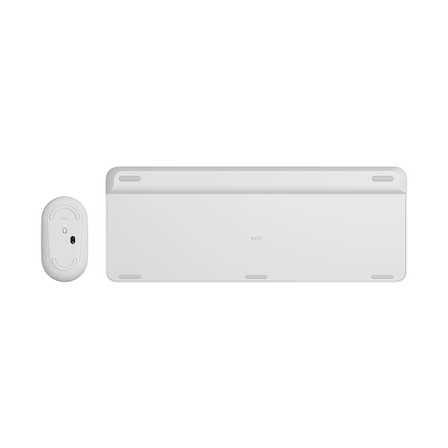 Logitech-teclado y ratón inalámbricos MK470, Combo óptico delgado de 1000DPI, Pebble, 2,4 GHz, para PC, portátil y oficina: Blanco