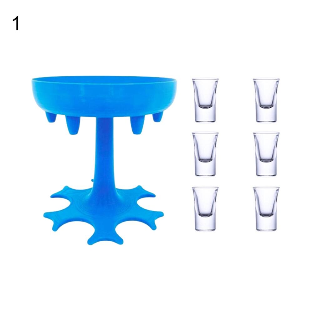 6 Borrelglas Dispenser Houder Bar Wijn Whisky Bier Dispenser Accessoires Caddy Liquor Dispenser Party Games Drinken Shot Glasse: Blue and 6pcs cup