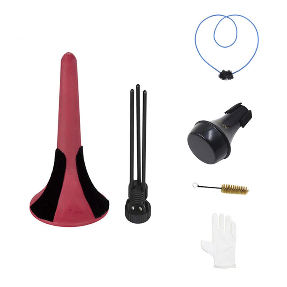 5Pcs Muziekinstrument Professionele Onderhoud Pakket Handschoenen Flexibele Borstel Mute Stand Set Accessoires Trompet Cleaning Kit