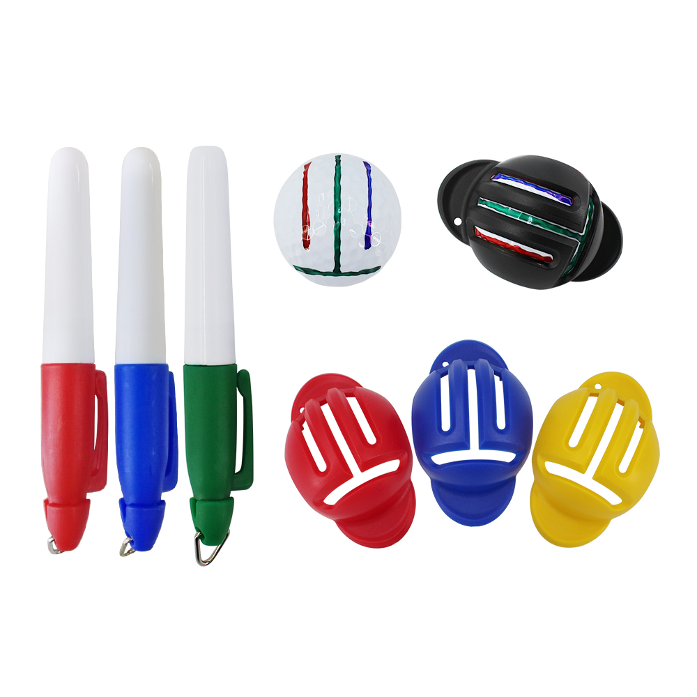 Golf Ball Line Clip Liner Marker Pen Triple Line Blue Red Template Alignment Marks Tool Putting Positioning Aids