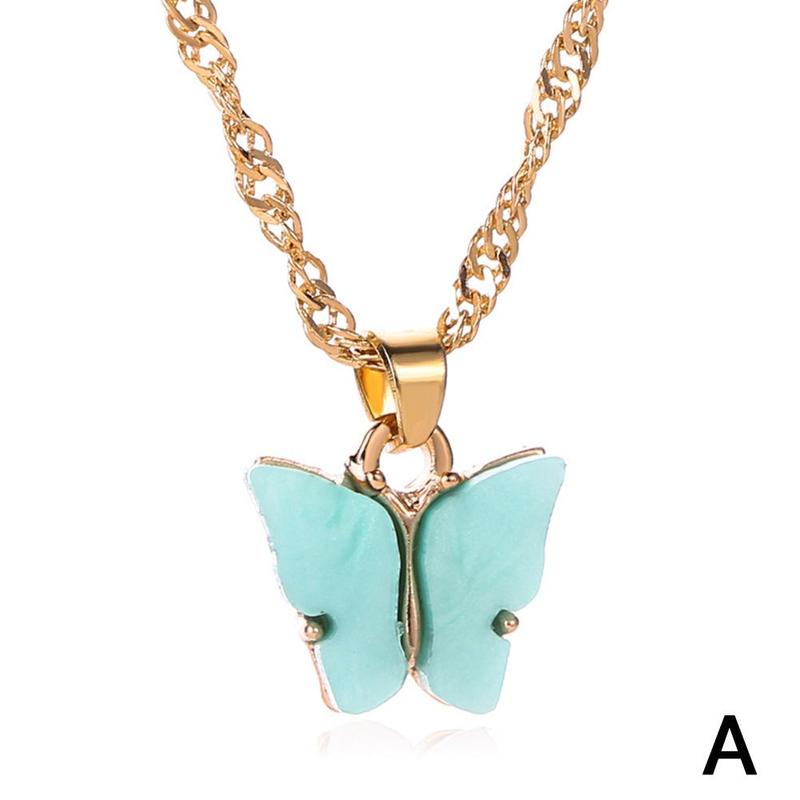 Bohemian Cute Animal Butterfly Pendant Necklace For Women Luxury Gold Clavicle Chain Chocker Necklace Girls Jewelry: Pure Gold Color