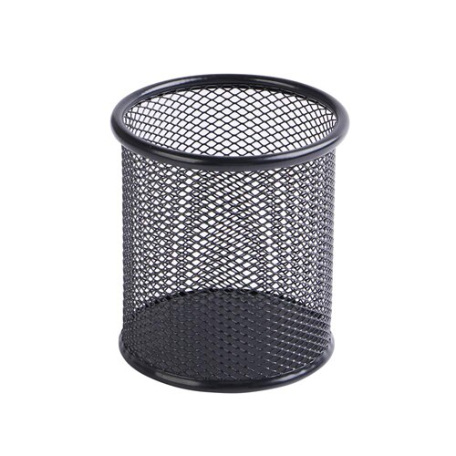 XRHYY organiseur en métal 1 pièce 5 couleurs maille ronde porte-stylo crayon support de verre porte-crayons pour bureau et école: Black
