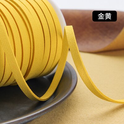 5MM 5yards Flat Faux Suede Braided Cord Leather Korean Velvet Leather Belt for Jewelry Making Diy Handmade Bracelet: gold yellow