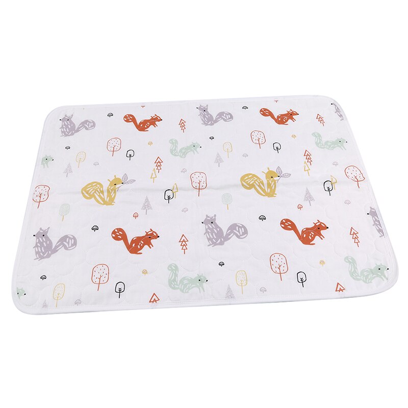 Baby Waterproof SheetBaby Diaper Pad Waterproof Cotton Gauze Sheet Washable Baby Isolation Pad: squirrel