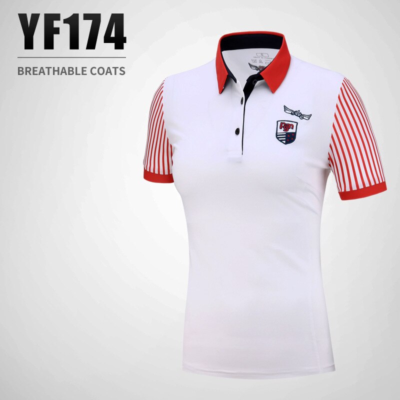 Pgm golf skjorter kvinder golf nederdele sæt sommer slim fit golf sportstøj kortærmet åndbart sportstøj: Skjorte / Xs