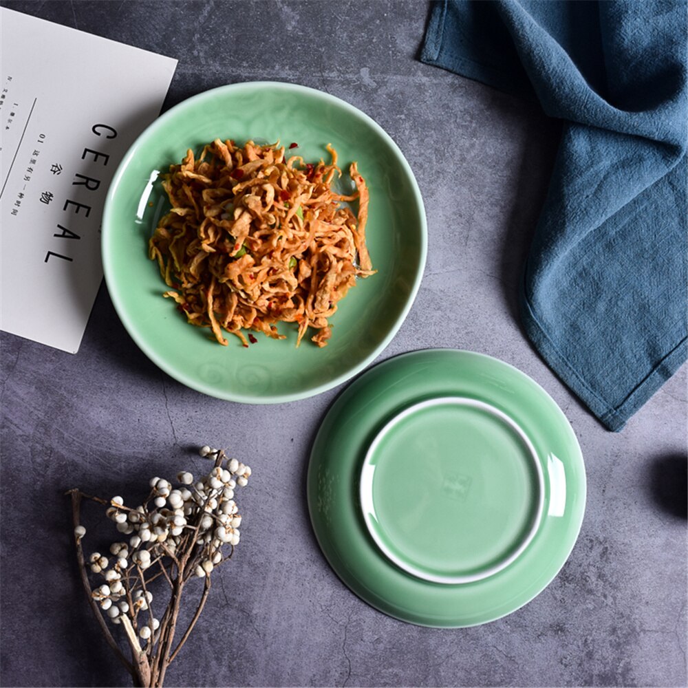 Platos de porcelana rosa para ensalada, fruta segura para microondas, Sushi, salsa, plato de especias, vajilla de combinación de cerámica, decoración