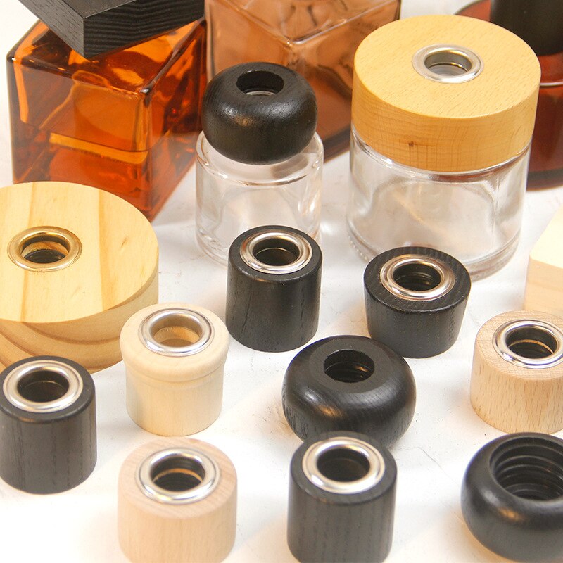 10 Stks/partij Natuurlijke Ashwood/Beuken/Grenen Houten Cap Voor Aromatherapie Diffuser Riet Diffuser Thuis Geur Etherische Olie Hout cap