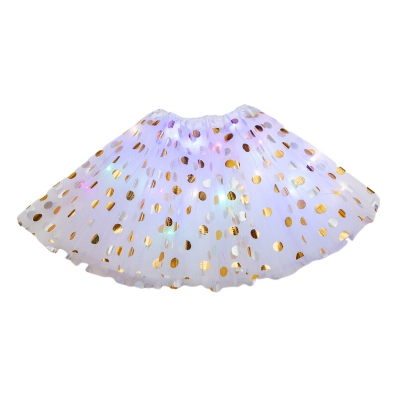 Kinderen Kids Meisjes Led Ballet Rokken Elastische Mesh Tutu Jurk Gymnastiek Dansen Rok Prinses Pettiskirts D5QF