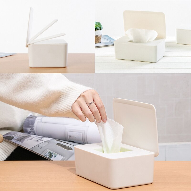 Wet Tissue Box Desktop Seal Baby Wipes Paper Dispenser Napkin Storage Holder Lid