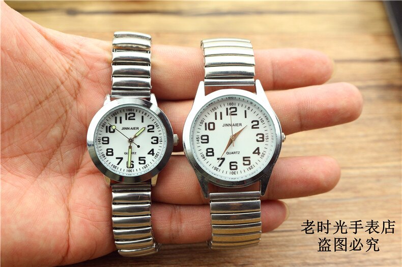 Relojes Para hombres mayores, y popular de Relojes, correa elástica Flexible, reloj de pulsera analógico unisex de acero inoxidable a la para amantes